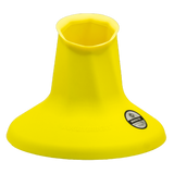 The Rugby Bricks Vortex High Cut Kicking Tee by Rugby Bricks is a yellow, cone-shaped rubber tee designed to hold a football upright for placekicking.