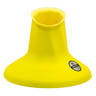 The Rugby Bricks Vortex High Cut Kicking Tee by Rugby Bricks is a yellow, cone-shaped rubber tee designed to hold a football upright for placekicking.
