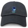 Show your team pride with the Rugby VA Adult Low-Profile Cotton Twill Dad Cap by EMB S&S Activewear, featuring a blue Rugby Virginia logo and text on the front center.