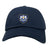 The Villanova Rugby Club Adult Low-Profile Cotton Twill Dad Cap by EMB S&S Activewear features navy blue twill, a crest with two lions and a shield, plus "Rugby" and "Villanova" embroidered on the front.