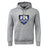 The Villanova Rugby Club Club Hoodie by Canterbury from WRS Canterbury features a gray design with a front pocket and blue shield crest—ideal for any rugby fan or player.