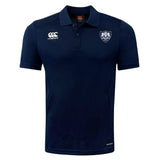 The Villanova Rugby Club Club Dry Polo by EMB Canterbury features short sleeves, Vapodri Technology for breathability, a lion-and-shield crest on the left, and the Canterbury logo on the right chest.
