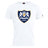The Villanova Rugby Club Plain Tee by WRS Canterbury is a white cotton-blend t-shirt featuring a classic blue and gold crest with two lions, a crown, and "RUGBY" beneath the shield—perfect for fans seeking customization.