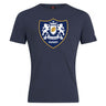 Show your team spirit in the Villanova Rugby Club Plain Tee by WRS Canterbury, a navy blue cotton blend shirt featuring the club’s logo with two lions, a shield, and "RUGBY" printed on the front; customizable for your squad.