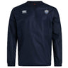 The Villanova Rugby Club Vaposhield Contact Top by EMB Canterbury is a navy blue long-sleeve with water-repellent tech, a white Canterbury logo on the right chest, and an embroidered shield crest on the left.