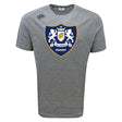 Stay cool in the WRS Canterbury Villanova Rugby Club Tempo Vapodri T-Shirt, a gray short-sleeve tee with a large crest showing two lions, shield, and rugby ball. This moisture-wicking Canterbury sports shirt keeps you comfortable.