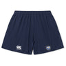 The Villanova Rugby Club Yokohama Short by EMB Canterbury is navy, with a white Canterbury logo on the left leg and sports club crest on the right, crafted from lightweight, durable fabric for all-day comfort.