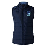 Stay warm in style with the EMB Canterbury Rugby VA Women's Elite Microlite Gilet—this navy insulated fleece vest features a front zipper, high collar, and "Rugby Virginia" logo on the left chest.