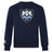 The Villanova Rugby Club Crew Sweatshirt by WRS Canterbury features a navy blue color, embroidered "Villanova Rugby" crest with two lions and shield on the chest, and a Canterbury logo on the lower sleeve for ultra-soft comfort.