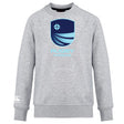 The Rugby VA Club Crew Sweatshirt by WRS Canterbury features ultra-soft light gray fabric, a bold blue "Rugby Virginia" chest logo, and an embroidered CCC logo on the left sleeve.