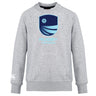 The Rugby VA Club Crew Sweatshirt by WRS Canterbury features ultra-soft light gray fabric, a bold blue "Rugby Virginia" chest logo, and an embroidered CCC logo on the left sleeve.