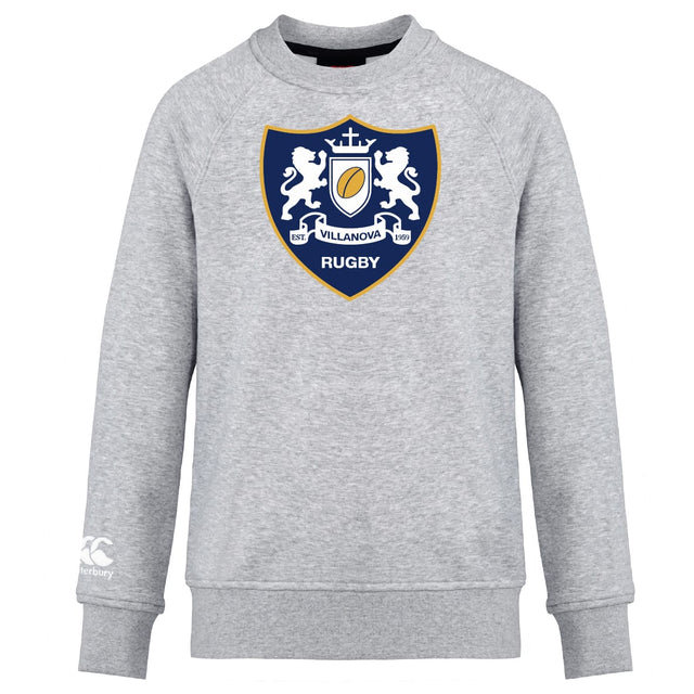 The Villanova Rugby Club Crew Sweatshirt by Canterbury from WRS Canterbury features a large embroidered Villanova Rugby crest on the front, a small Canterbury logo on the left sleeve cuff, and ultra soft fabric for comfort and style.