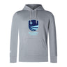 The Rugby VA Club Lightweight Hoodie by Canterbury from WRS Canterbury is a light gray hoodie with a blue "Rugby Virginia" logo and kangaroo pocket—ideal for Canterbury Club fans.