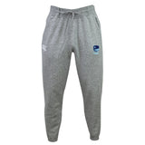 The EMB Canterbury Rugby VA Leisure Sweatpant features light grey organic cotton, a drawstring waist, two side pockets, and Canterbury logos on both thighs.