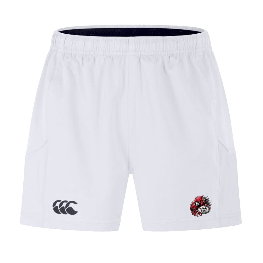 The Vienna Rugby Advantage Short 2.0 by EMB Canterbury showcases an embroidered logo on the left leg and a small emblem on the right, fusing style with sustainable activewear for those who demand performance.