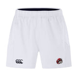 The Vienna Rugby Advantage Short 2.0 by EMB Canterbury showcases an embroidered logo on the left leg and a small emblem on the right, fusing style with sustainable activewear for those who demand performance.
