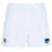 The Rugby VA Professional Polyester Rugby Short by EMB Canterbury is plain white with an elastic waistband, featuring a "Canterbury" logo on the left leg and a "Rugby Virginia" logo on the right.