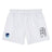 The EMB Canterbury Rugby VA Tactic Short is a white lightweight men's rugby short with an elastic waistband, black logo on the right leg, and blue "Rugby" badge on the left—perfect for training or everyday wear.
