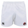 Vienna Rugby Player's Drill Short by EMB Canterbury, featuring logos of the brand and Dragons on the lower front, made from sustainable sportswear materials.