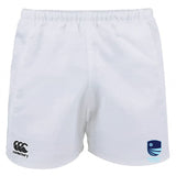 Rugby VA Advantage Rugby Shorts by Canterbury, featuring the EMB Canterbury logo on the left leg and Rugby Virginia logo on the right, made with moisture-wicking fabric for comfort.