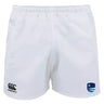 Rugby VA Advantage Rugby Shorts by Canterbury, featuring the EMB Canterbury logo on the left leg and Rugby Virginia logo on the right, made with moisture-wicking fabric for comfort.