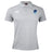 The EMB Canterbury Rugby VA Waimak Polo is a light grey short-sleeve shirt with a collar, featuring the Canterbury logo on the right chest and a blue shield emblem on the left.