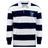 The EMB Mudoo Rugby VA Classic Long Sleeve Hooped Rugby Jersey features wide navy and white stripes, long sleeves, and a "Rugby Virginia" logo on the left chest.