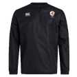 The West Potomac RFC Club Vaposhield Contact Top by EMB Canterbury is a black long-sleeve rugby top with water-repellent Vaposhield, a white Canterbury logo on the right chest, and a red-and-white shield logo on the left.