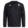 The West Potomac RFC Club Vaposhield Contact Top by EMB Canterbury is a black long-sleeve rugby top with water-repellent Vaposhield, a white Canterbury logo on the right chest, and a red-and-white shield logo on the left.