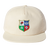 The Nations of Rugby British & Irish Lions Vintage Brushed Cotton Cap by EMB Weld in beige features a vibrant shield emblem with symbols like a rose.