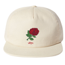 This beige cap from the Nations of Rugby Classics Collection by EMB Weld features a detailed red rose with green leaves and "1871" on the front, embodying the spirit of the England Vintage Rugby Cap.