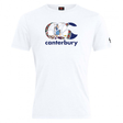 The Canterbury Virginia CCC Flag Club T-shirt by WRS Canterbury is a white rugby tee featuring a bold Canterbury logo with decorative accents and "canterbury" text beneath, inspired by the classic CCC Flag Club style.