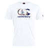 The Canterbury Virginia CCC Flag Club T-shirt by WRS Canterbury is a white rugby tee featuring a bold Canterbury logo with decorative accents and "canterbury" text beneath, inspired by the classic CCC Flag Club style.