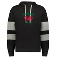 The WRS Augusta Nations of Rugby Wales Jackson Way Hoodie is a black top with grey sleeve stripes, featuring a red dragon and green "WALES RUGBY" text on the chest.