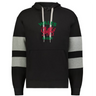 The WRS Augusta Nations of Rugby Wales Jackson Way Hoodie is a black top with grey sleeve stripes, featuring a red dragon and green "WALES RUGBY" text on the chest.