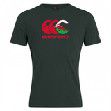 WRS Canterbury Wales CCC Flag Club T-Shirt featuring a red and white Canterbury Kiwi Logo on the chest, crafted from a comfy cotton blend.