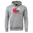 The Canterbury Wales CCC Flag Club Hoodie by WRS Canterbury is gray with a kangaroo pocket and showcases the iconic "Canterbury" logo in red and white on the front.