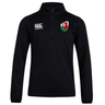 The Wales Club Shield 1/4 Zip Training Top, by EMB Canterbury, features a prominent logo on the left chest and the iconic Canterbury logo on the right.