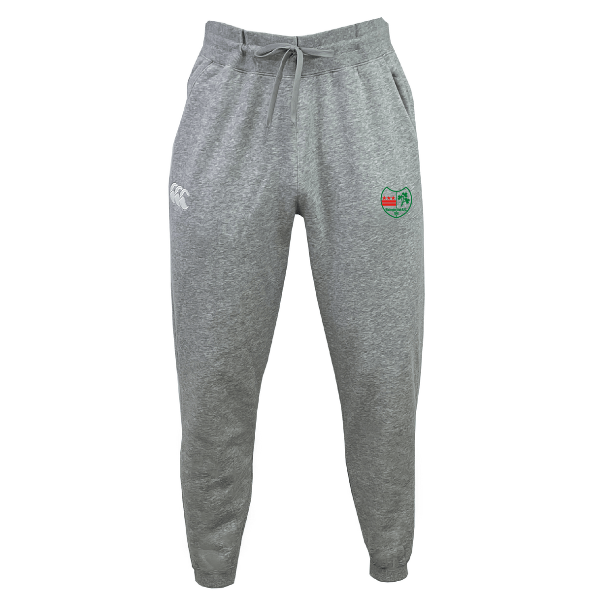 The Washington Irish Rugby Leisure Sweatpant by EMB Canterbury is made from organic cotton, offering an elastic waistband and drawstring. Featuring two logos on the front, these sweatpants combine comfort with eco-friendly style.