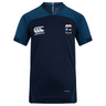 The Washington Renegades VapoDri Evader Jersey by EMB Canterbury is navy blue with a white logo on the left and a crest on the right, designed with VapoDri Technology for enhanced comfort—a must-have for any Rugby World Cup fan.