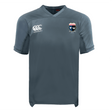 The Washington Renegades Vapodri Evader Jersey by EMB Canterbury, in grey, showcases a white logo on the right and a team badge on the left. With advanced VapoDri Technology, it offers optimal performance and comfort, perfect for Rugby World Cup fans seeking style during every game.