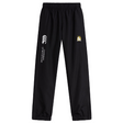 The Waukesha Gold Rugby Cuffed Hem Stadium Pant by Canterbury from EMB Canterbury features a black design with cuffed hems and an elastic waistband, prominently displaying the Canterbury logo on both the front left and right sides.