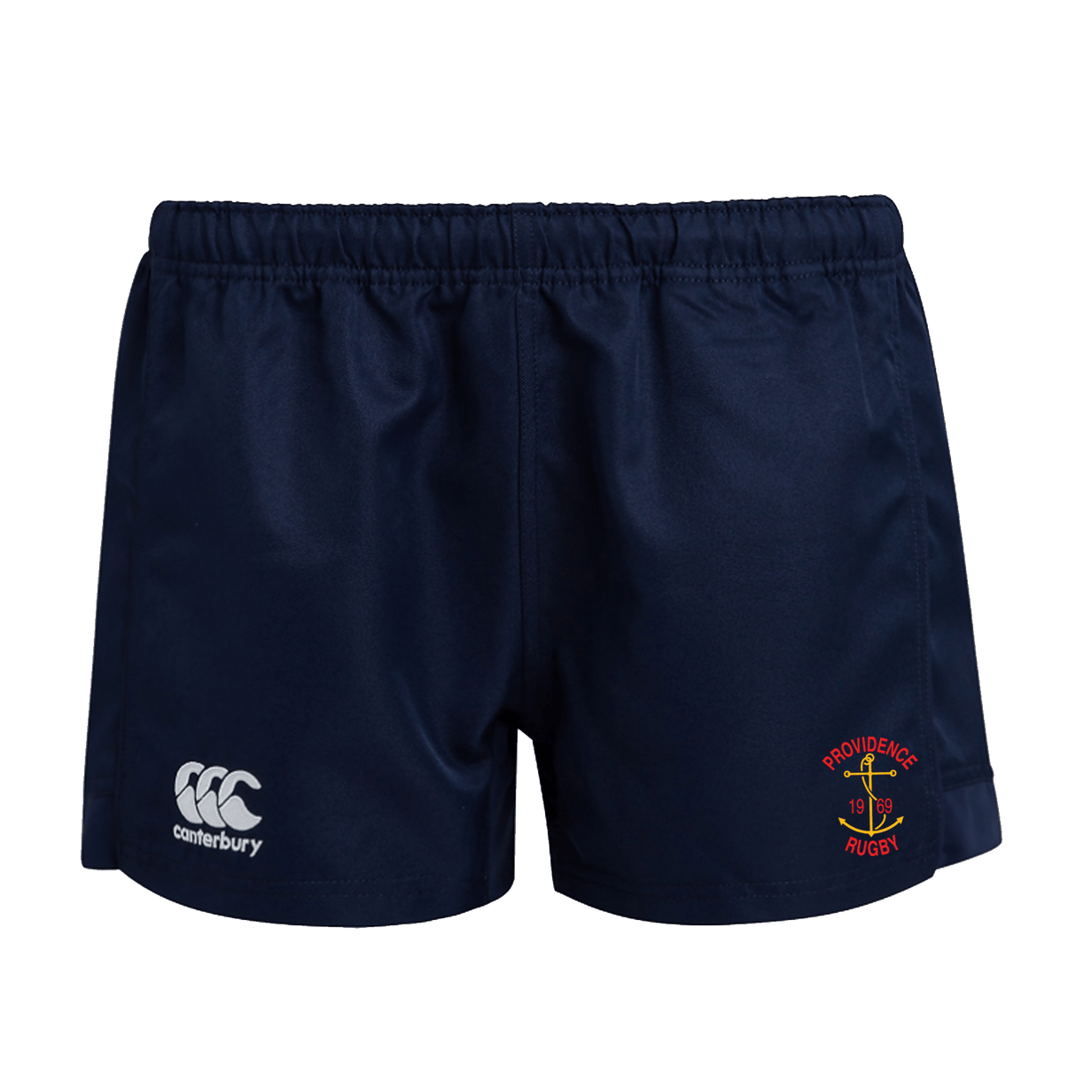 A Rhode Island Rugby Club Canterbury Women's Advantage Rugby Short with an embroidered WRS Canterbury logo.