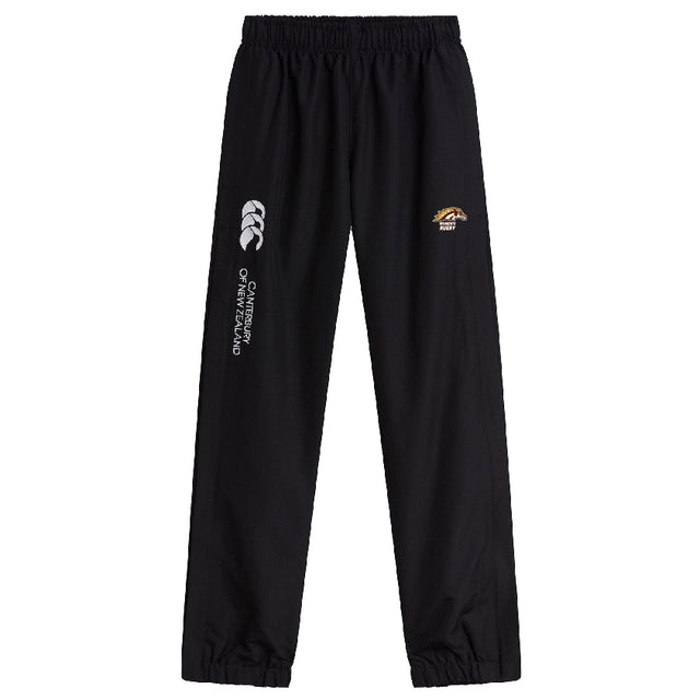 Western Michigan University Women's Rugby Cuffed Hem Stadium Pant by Canterbury, designed with an elastic waistband and cuffed hems. It showcases the EMB Canterbury logo along with Western Michigan University Rugby logos on the front, providing comfort and style for every fan.