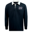 The Valley Panthers Girls Rugby Classic Long Sleeve Solid Rugby Jersey by EMB Mudoo is crafted from soft cotton in navy blue, featuring a white collar, button placket, and the “Valley Panthers Grass Rugby” logo on the left chest—a timeless rugby shirt perfect for any fan.