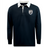 The EMB Mudoo South Orange County Raptors Classic Long Sleeve Solid Rugby Jersey features a timeless navy design, crafted from soft cotton and accented with a crisp white collar and cuffs. Set against a plain white background, this rugby shirt displays an eagle crest on the left chest.