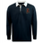 EMB Mudoo Aging Alabama Rugby Players Classic Long Sleeve Solid Rugby Jersey in navy with a white collar and a graphic of an Alabama state outline containing a logo of a person holding a scythe.