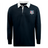 The WRS Mudoo SWFL Lady Hammerheads Classic Long Sleeve Solid Rugby Jersey is a black shirt with a white collar and a bold shark-themed "Hammerheads" logo on the left chest.