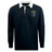 The EMB Mudoo Spartan Youth Rugby Classic Long Sleeve Solid Rugby Jersey is a navy shirt with a white collar and a yellow "Spartan" logo on the left chest.