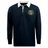 The EMB Mudoo Winchester Cannons Classic Long Sleeve Solid Rugby Jersey features a navy blue design, white collar, crest logo on the left chest, and soft cotton fabric for timeless style.